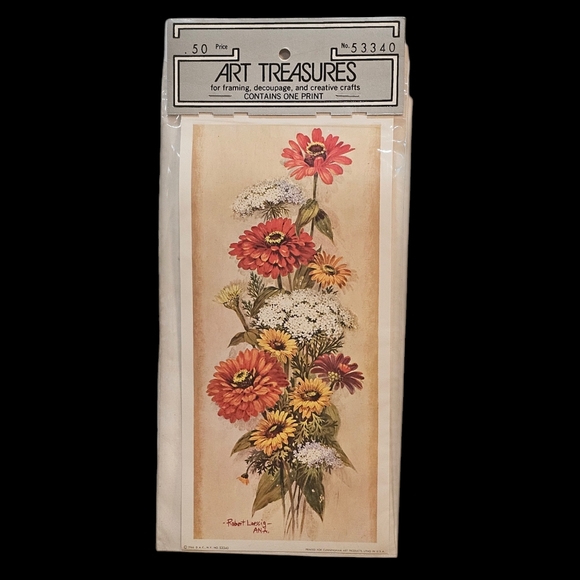 VTG 1966 Art Treasures Print by Robert Laessig - ANA 13" x 5" Framing Decoupage - Picture 3 of 7